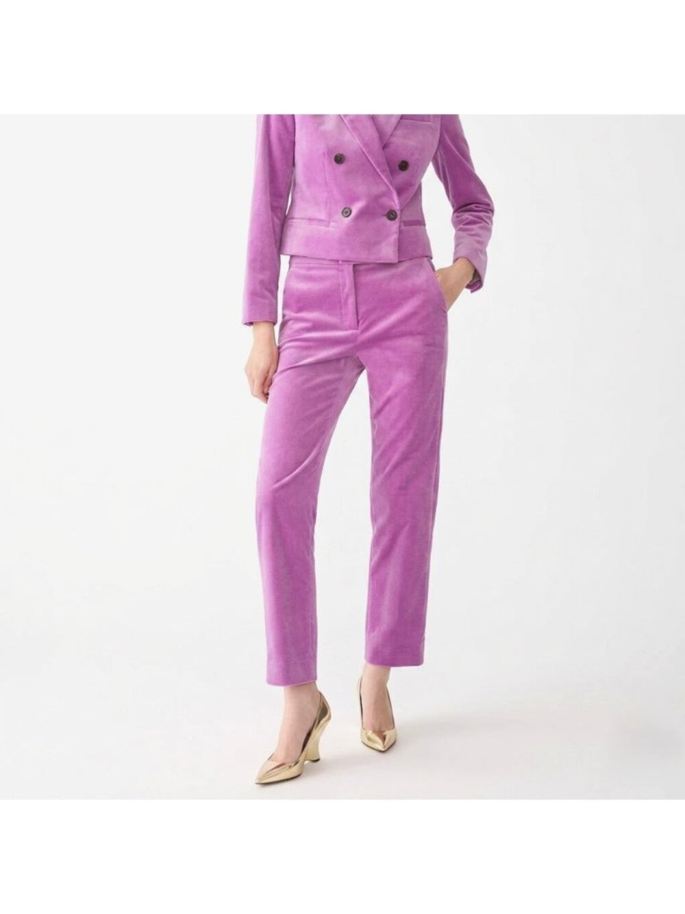 NWT J.Crew Kate Straight-leg Pant in Pressed Dahlia Stretch Velvet Trouser 4